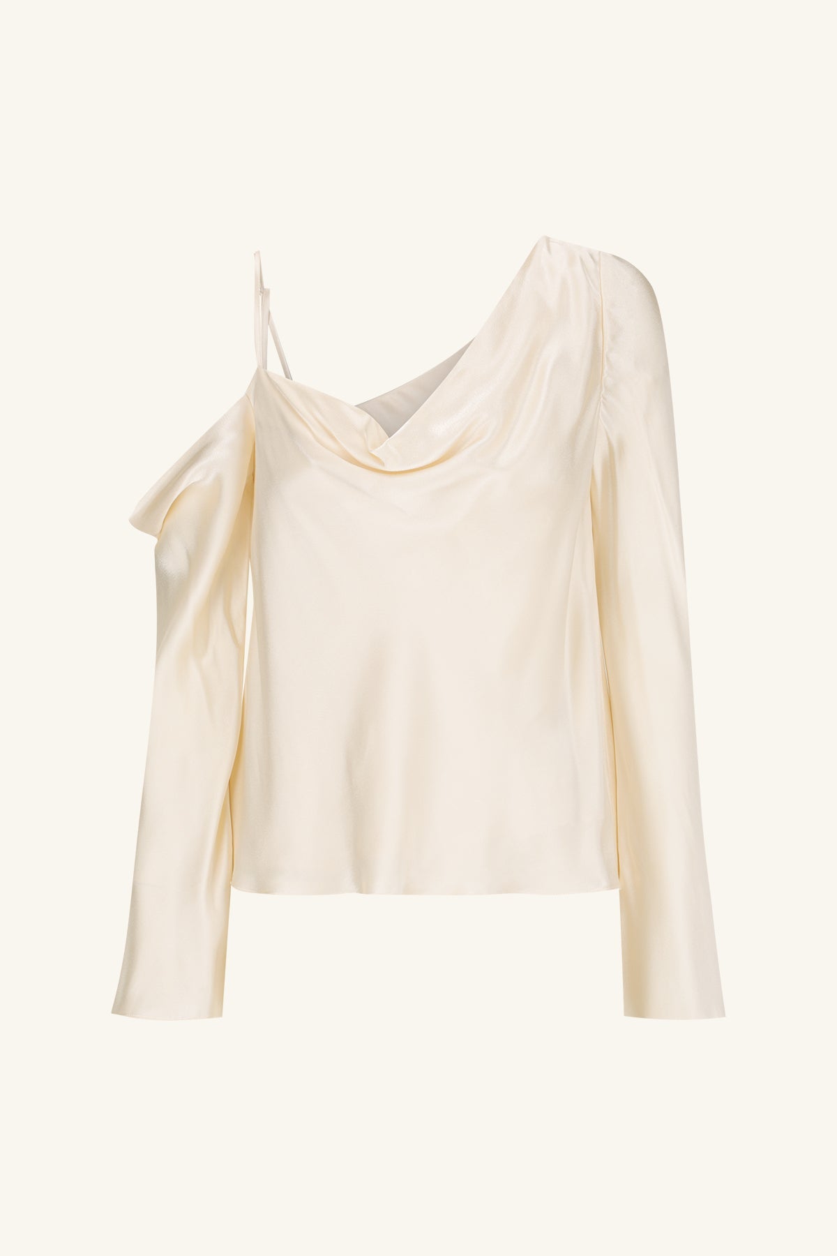 LA LUNE ASYMMETRICAL LONG SLEEVE TOP - CREAM