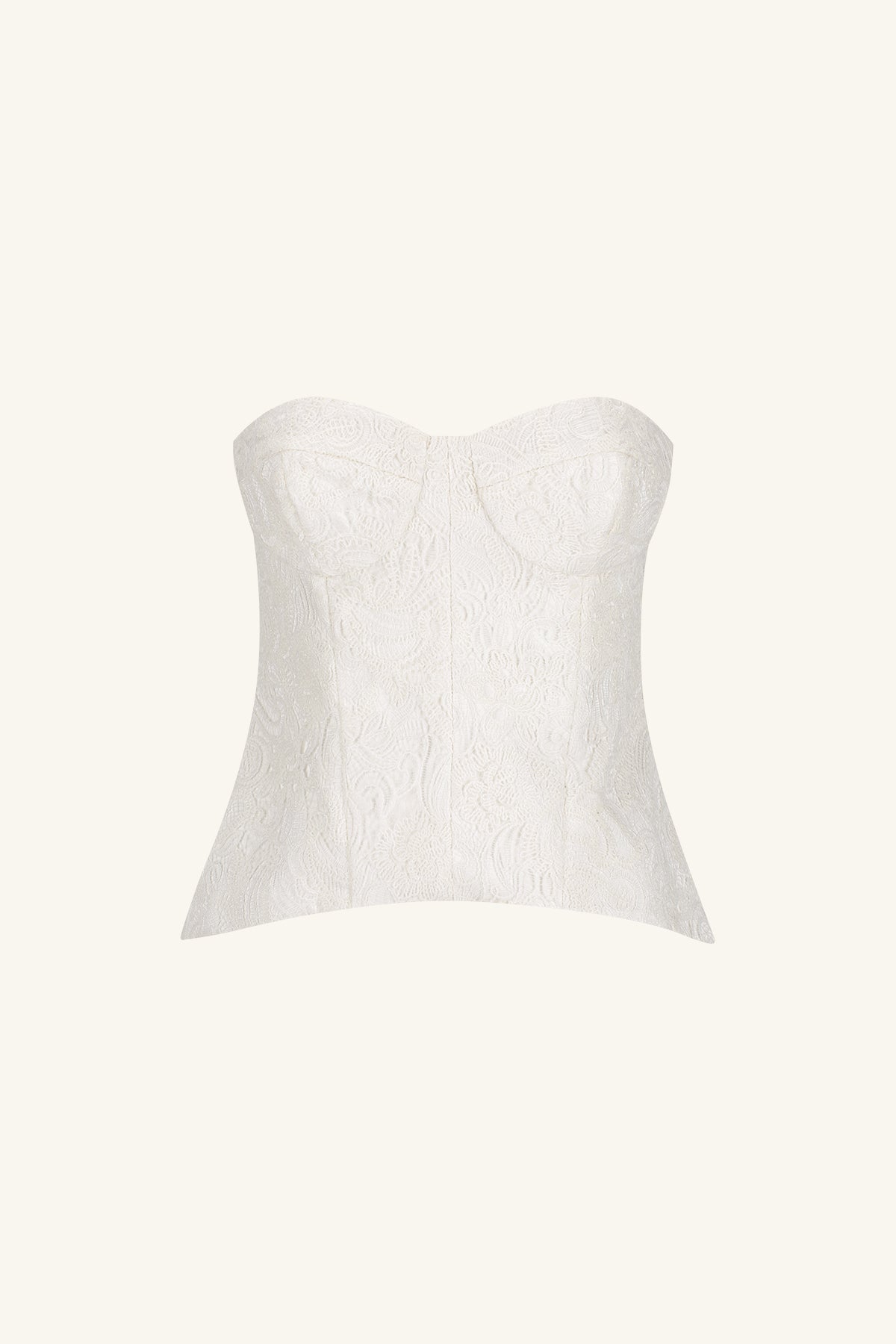LUMINOUS LACE STRAPLESS BUSTIER - IVORY