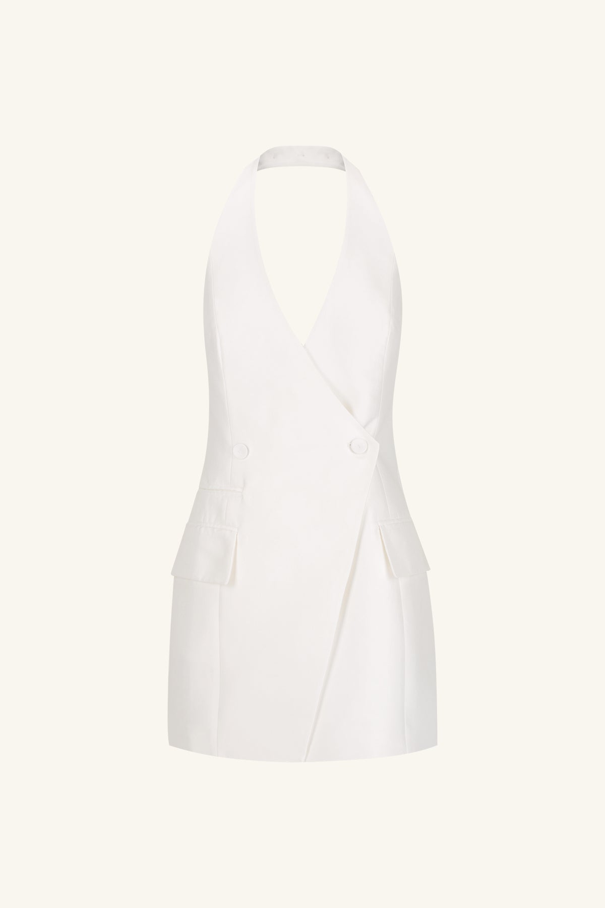 CALCITE TAILORED WRAP MINI DRESS - IVORY