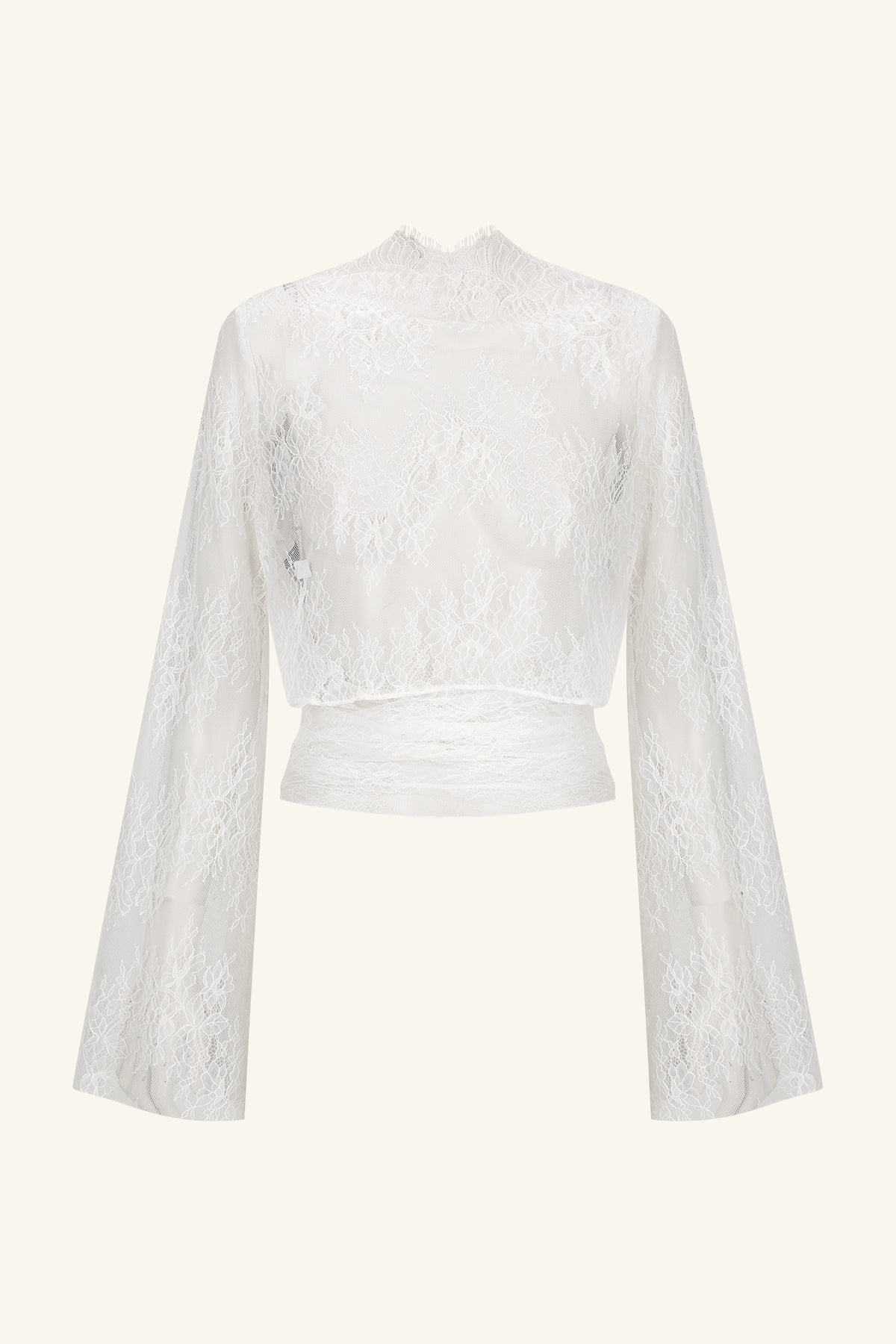 LAMBENT LACE LONG SLEEVE TIE TOP