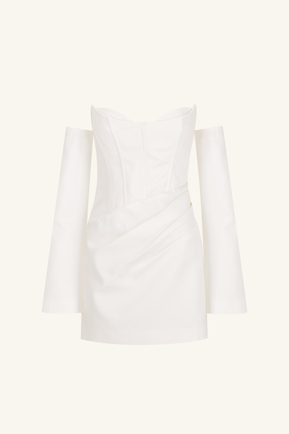 OAKLEY STRAPLESS DRAPED MINI DRESS - IVORY
