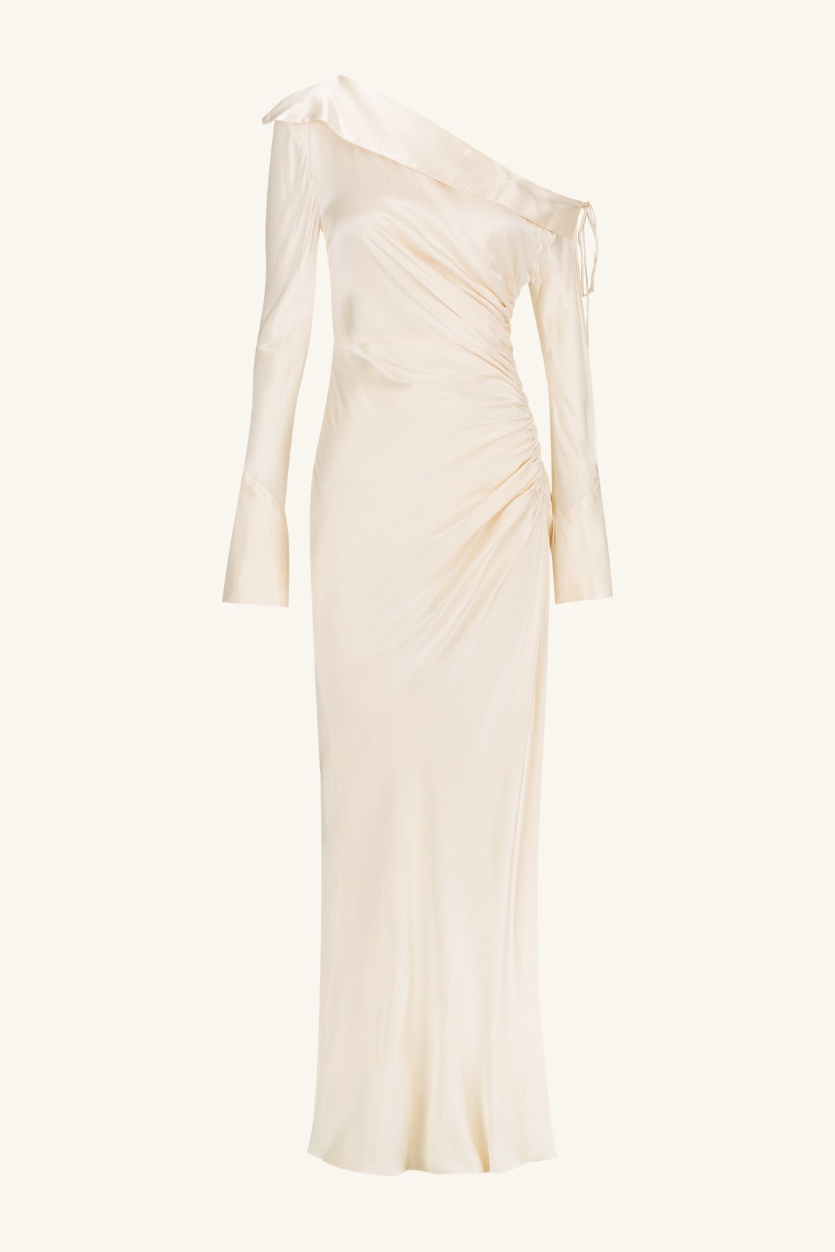 LA LUNE LONG SLEEVE GATHERED MAXI DRESS - CREAM