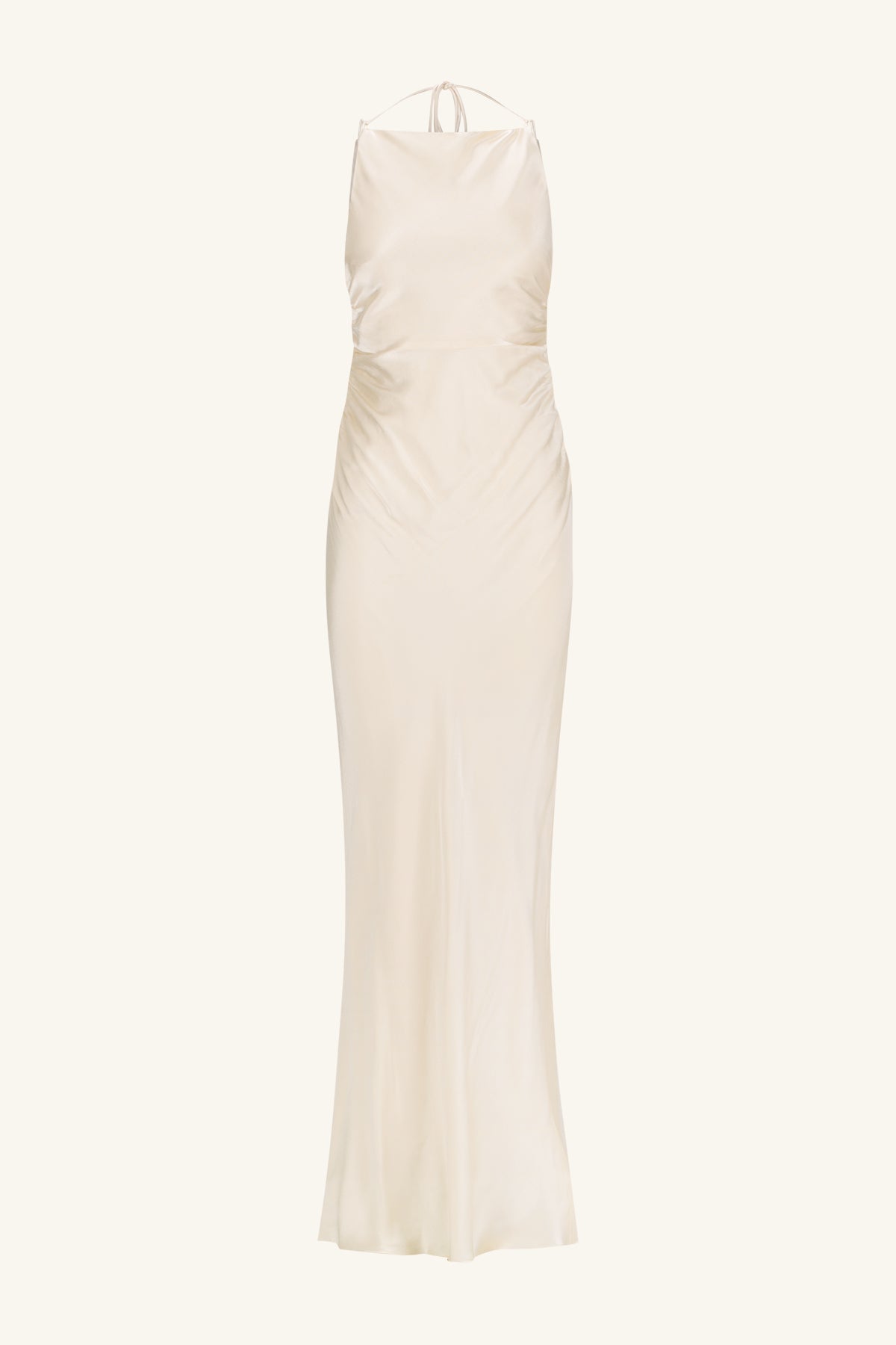 LA LUNE HIGH NECK RUCHED MAXI DRESS - CREAM